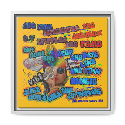 drop the beat - framed canvas art (yellow)
