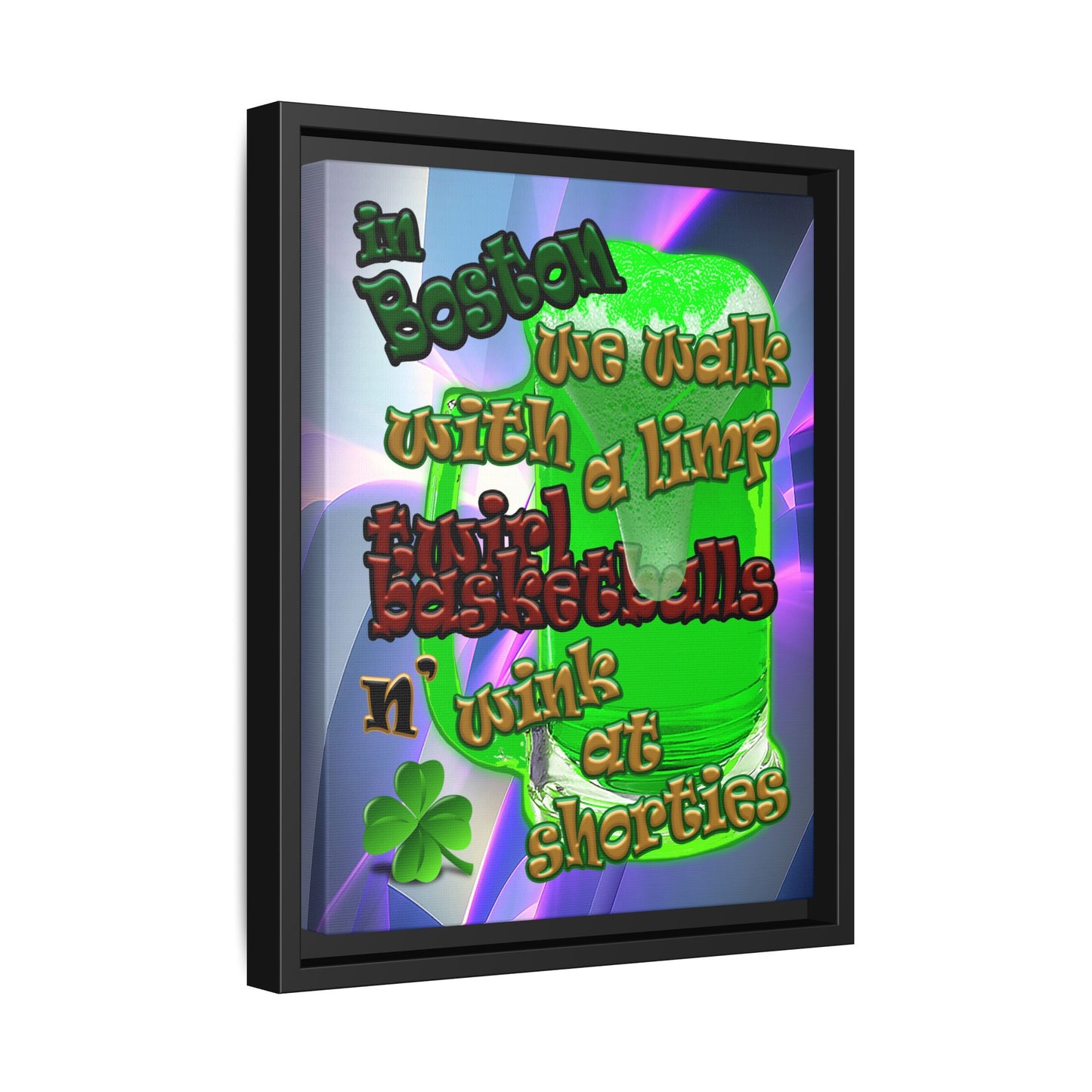celtics logo - framed canvas art (grey-pink wave)