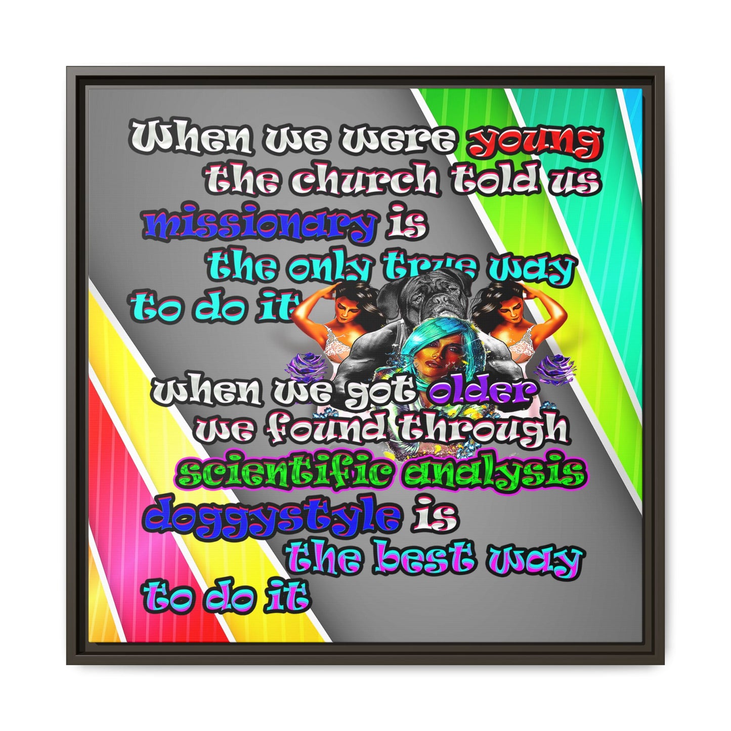 doggystyle - framed canvas art (rainbow split)