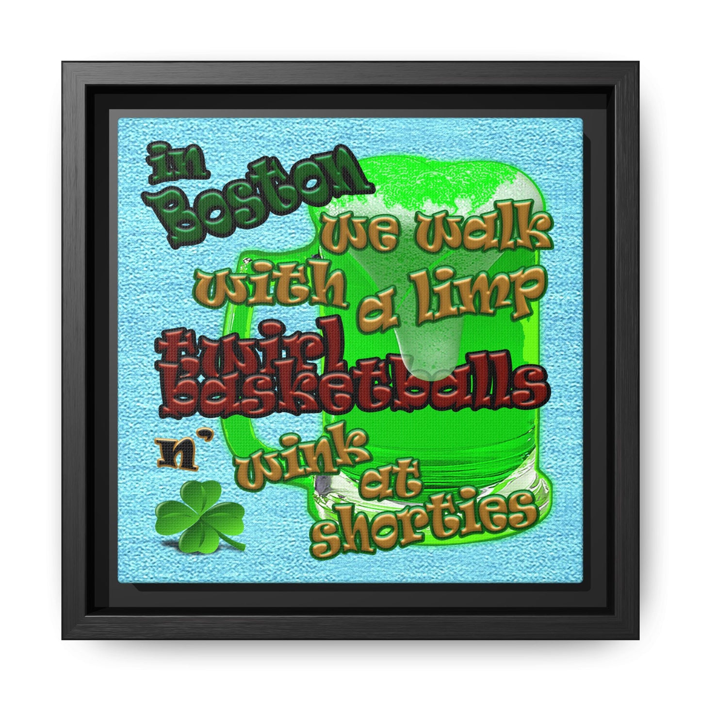 celtics logo - framed canvas art (faded blue)
