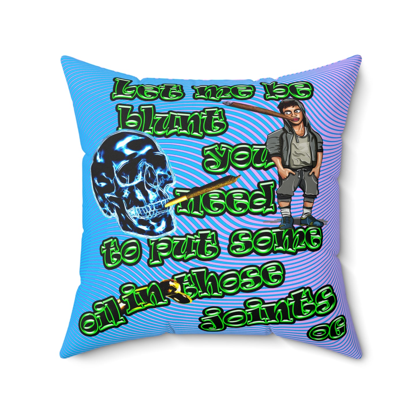 og - Spun Polyester Square Pillow - (light blue-purple wave)