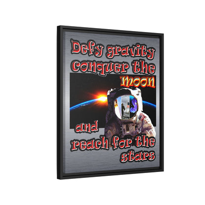 defy conquer reach - framed canvas art (brushed nickel)