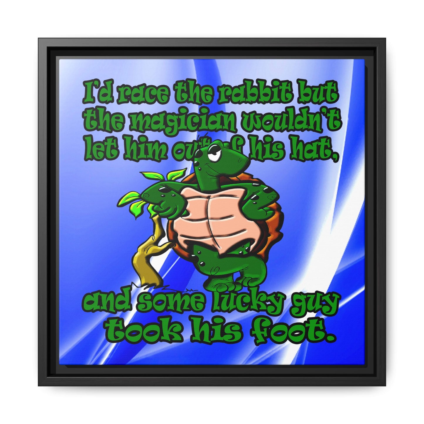turtle race - framed canvas art (blue-white wave)