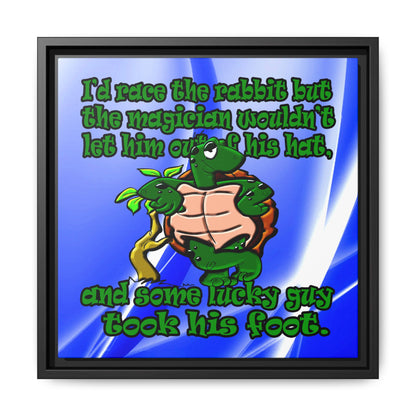turtle race - framed canvas art (blue-white wave)