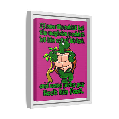 turtle race - framed canvas art (pink)