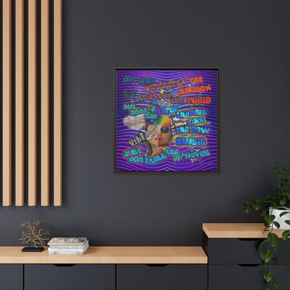 drop the beat - framed canvas art (purple wave)