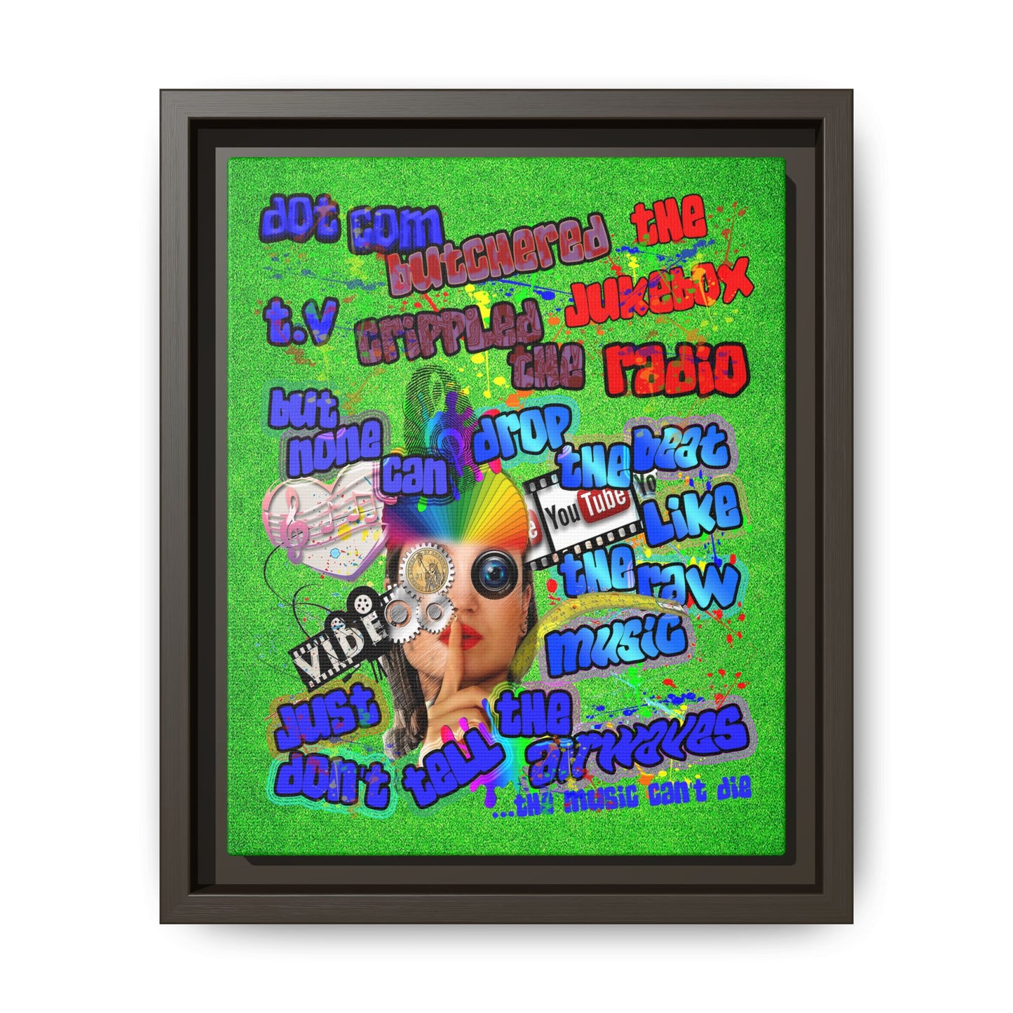 drop the beat - framed canvas art (green turf)