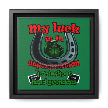 my luck - framed canvas art (dark green)