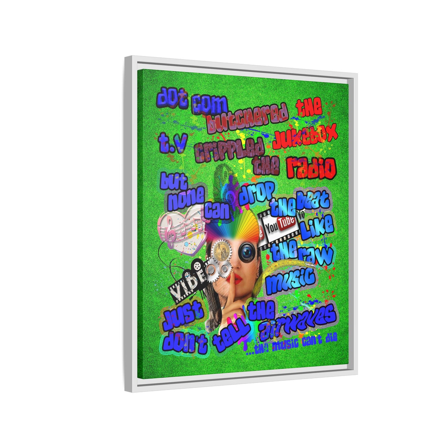 drop the beat - framed canvas art (green turf)