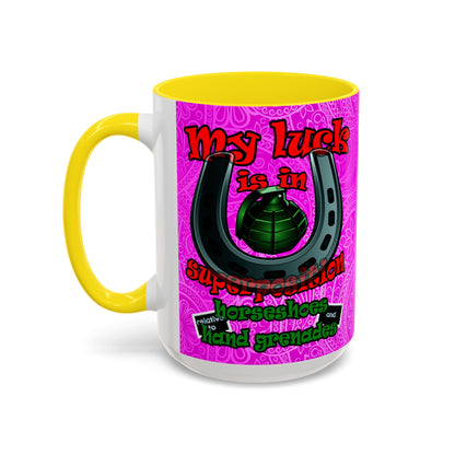 my luck - Accent Mug (pink swirl)