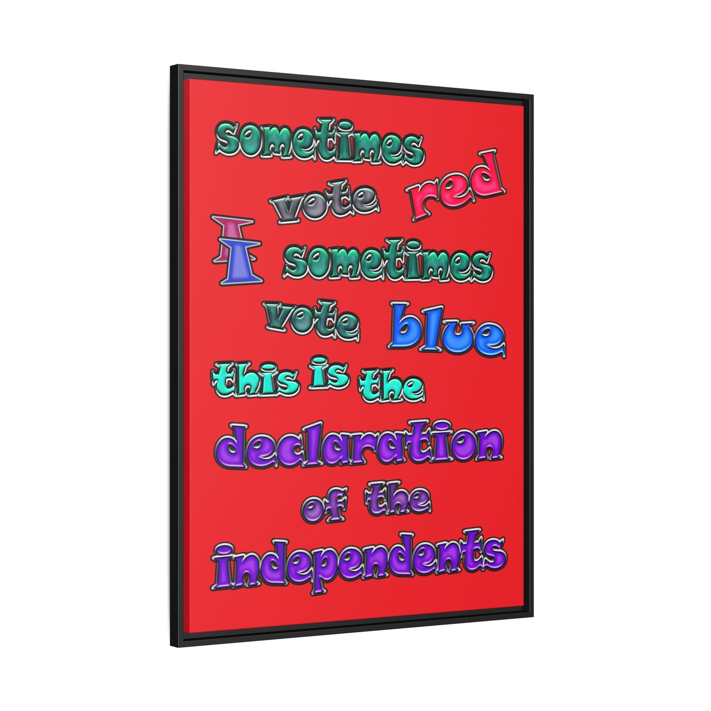 declaration of the independents - framed canvas art (red)