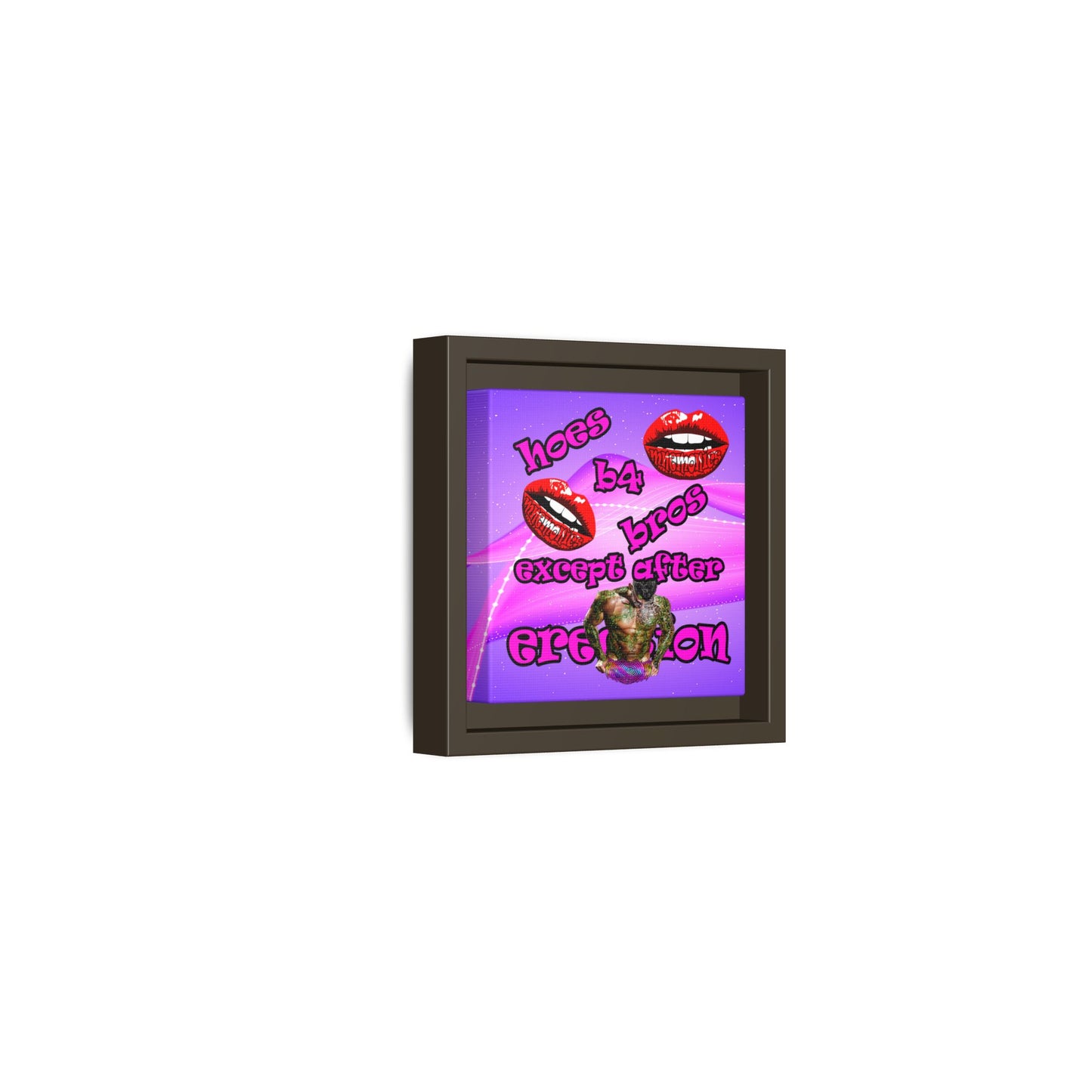 hoes b4 bros - framed canvas art (purple-pink wave)