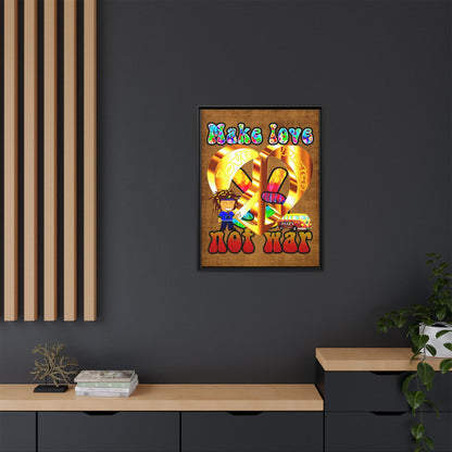 love peace - framed canvas art (brown papyrus)