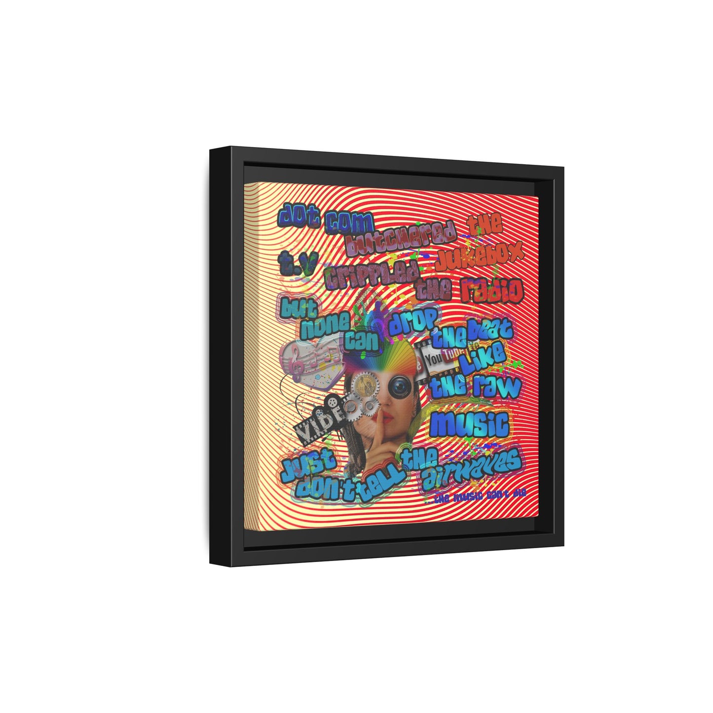 drop the beat - framed canvas art (yellow-orange wave)