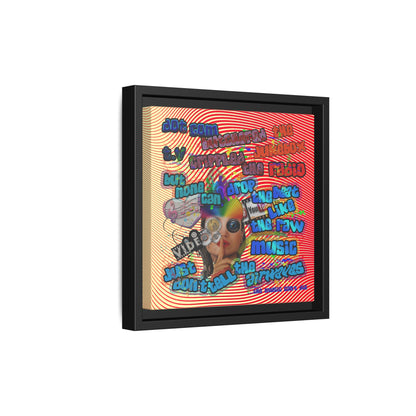 drop the beat - framed canvas art (yellow-orange wave)