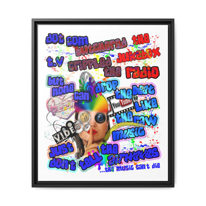 drop the beat - framed canvas art (white)