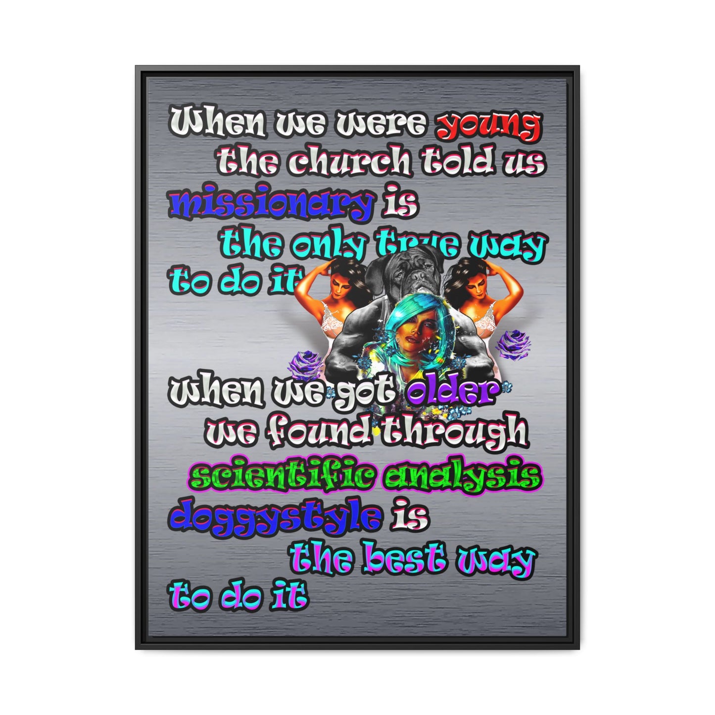 doggystyle - framed canvas art (brushed nickel)