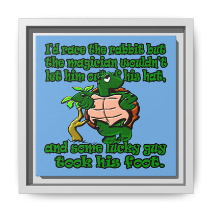 turtle race - framed canvas art (light blue)