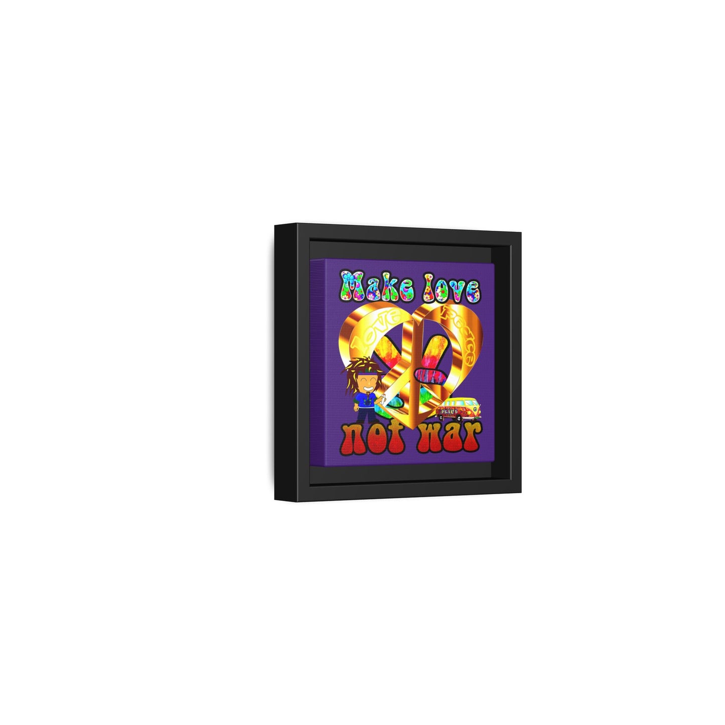 love peace - framed canvas art (purple)