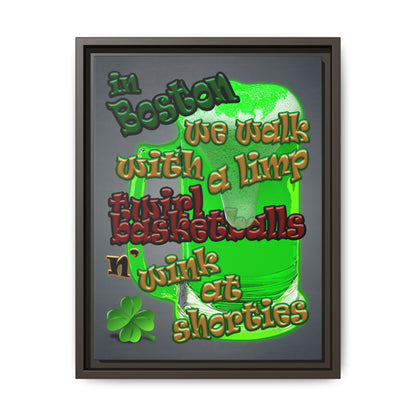 celtics logo - framed canvas art (grey-light grey)