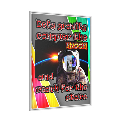 defy conquer reach - framed canvas art (rainbow split)