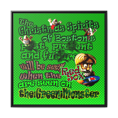 christmas spirits of boston - framed canvas art (logo green)