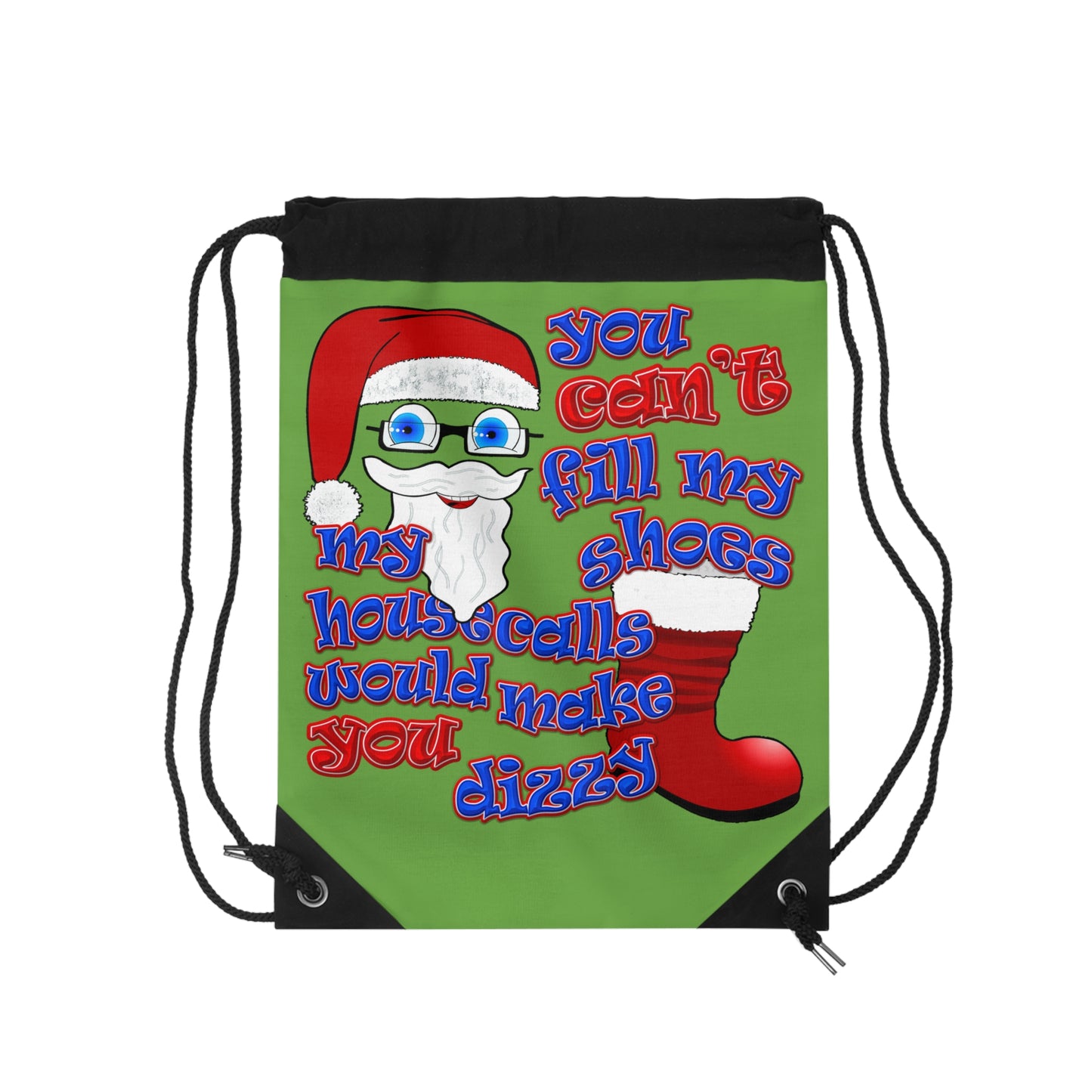 santa's shoes - Drawstring Bag (green)