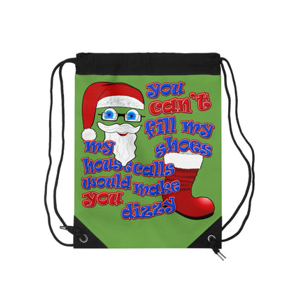 santa's shoes - Drawstring Bag (green)