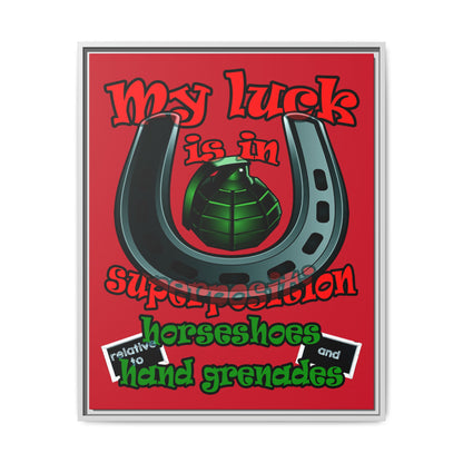 my luck - framed canvas art (dark red)