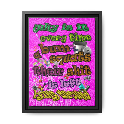 the bum's shit - framed canvas art (pink swirl)