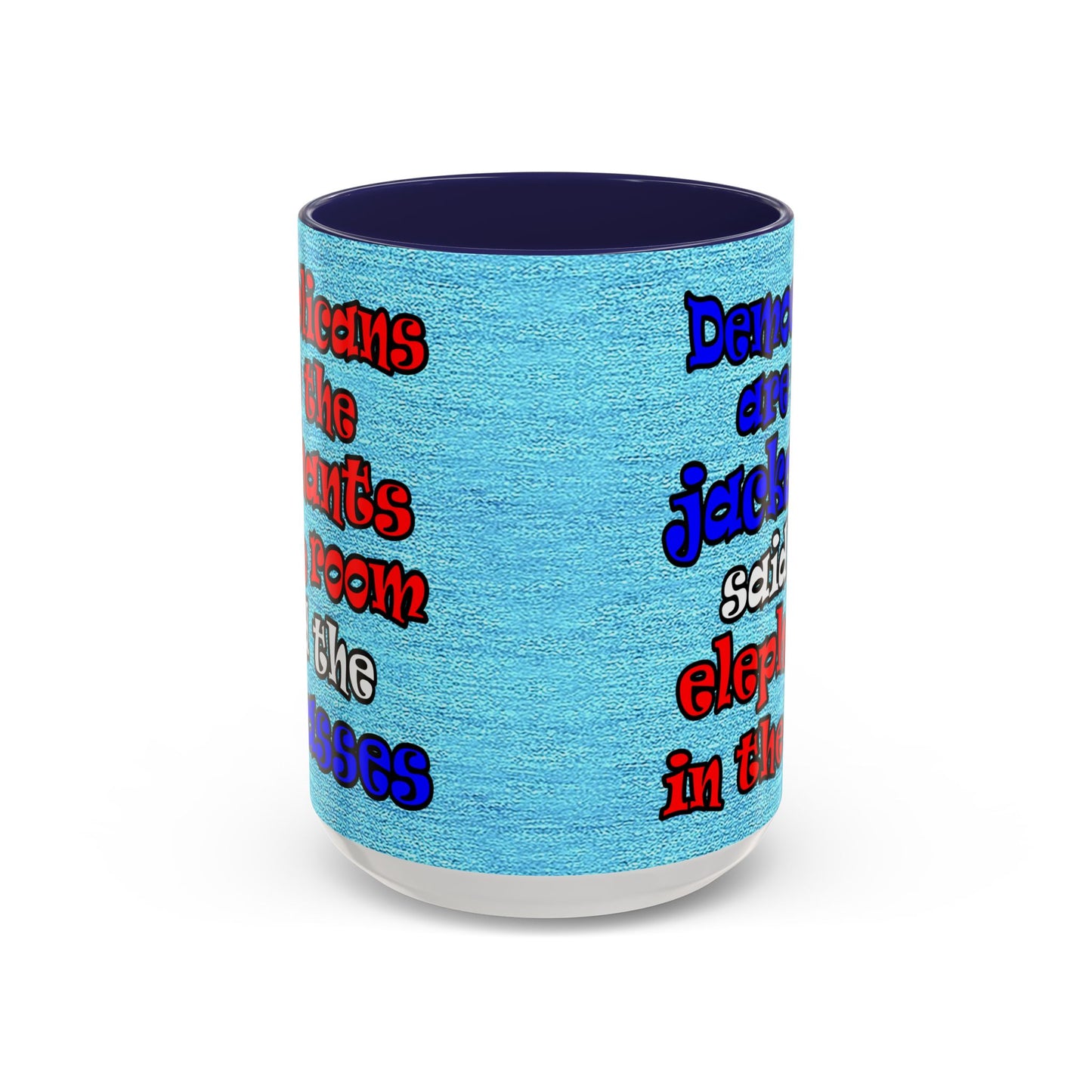 donkeys and elephants - Accent Mug (faded blue)