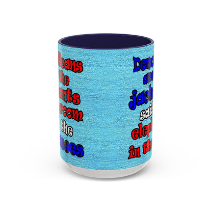 donkeys and elephants - Accent Mug (faded blue)
