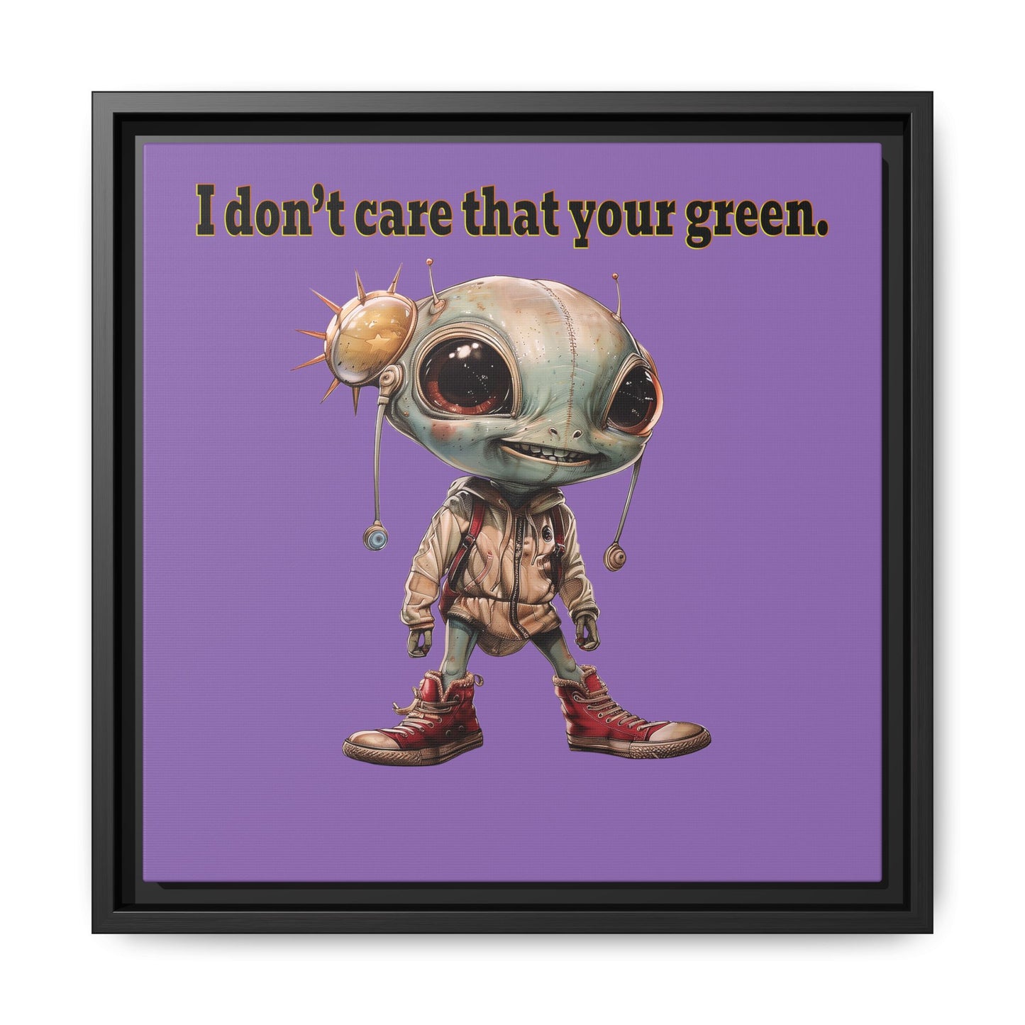 I don't care that your green - framed canvas art (light purple)