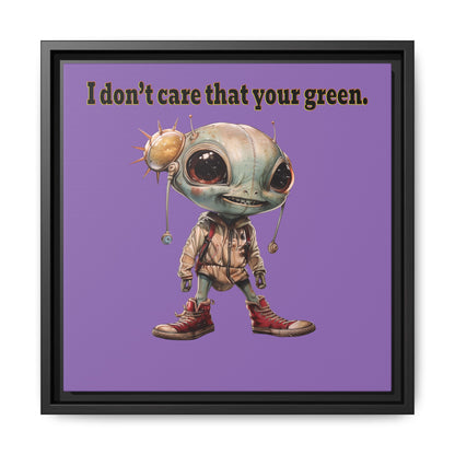 I don't care that your green - framed canvas art (light purple)