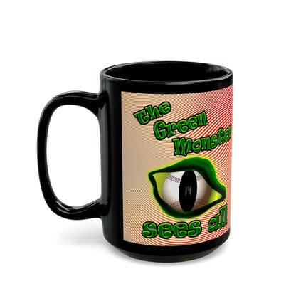 green monster - Black Mug (yellow-orange wave)