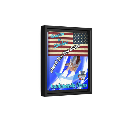 shoot for the stars - framed canvas art (blue-white wave)
