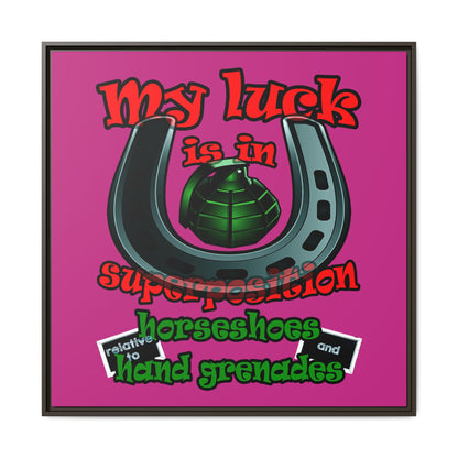 my luck - framed canvas art (pink)