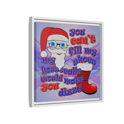 santa's shoes - framed canvas art (light blue-pink wave)