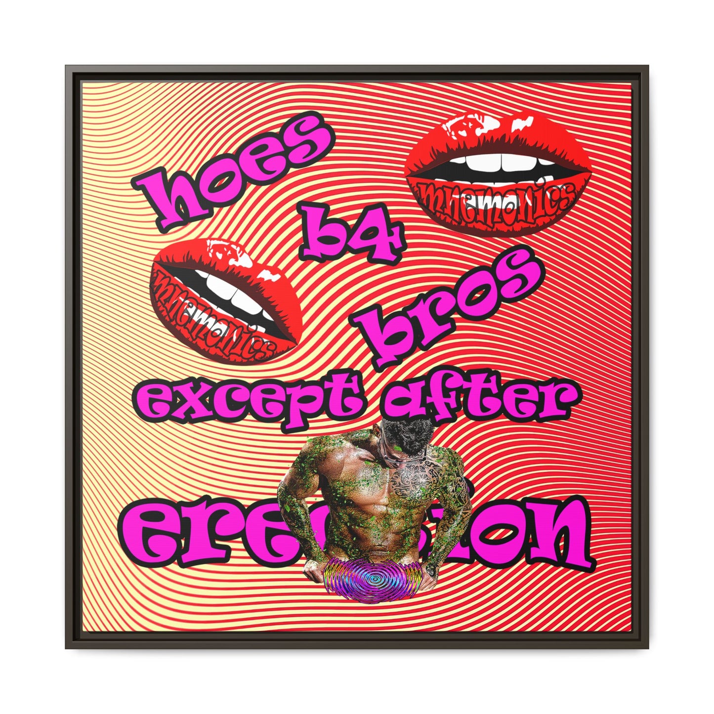 hoes b4 bros - framed canvas art (yellow-orange wave)