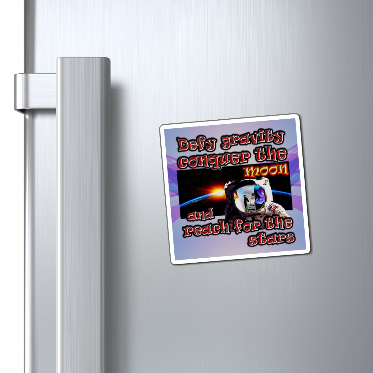 defy conquer reach - Magnets - (light blue-pink wave)