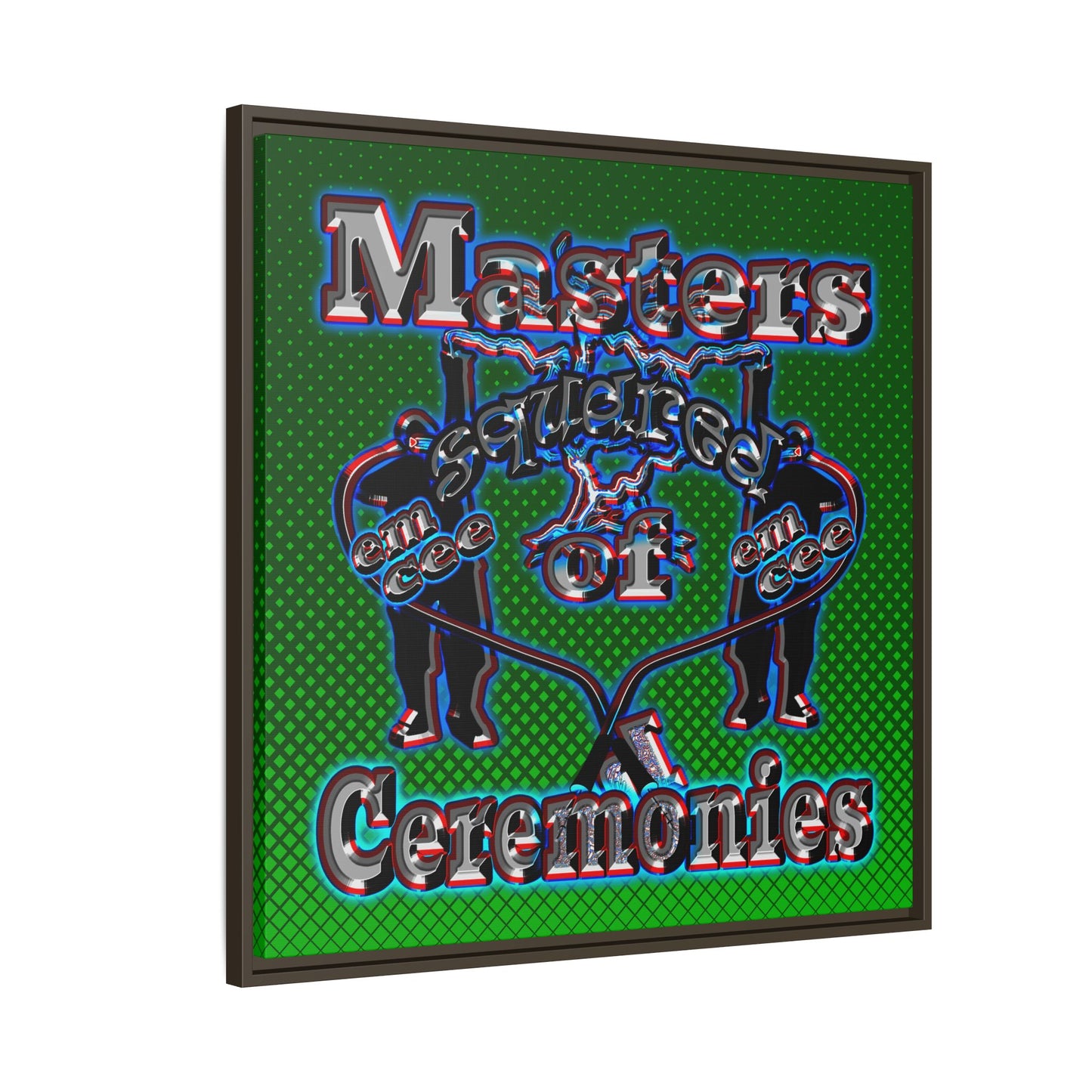 em cee squared - framed canvas art (logo green)