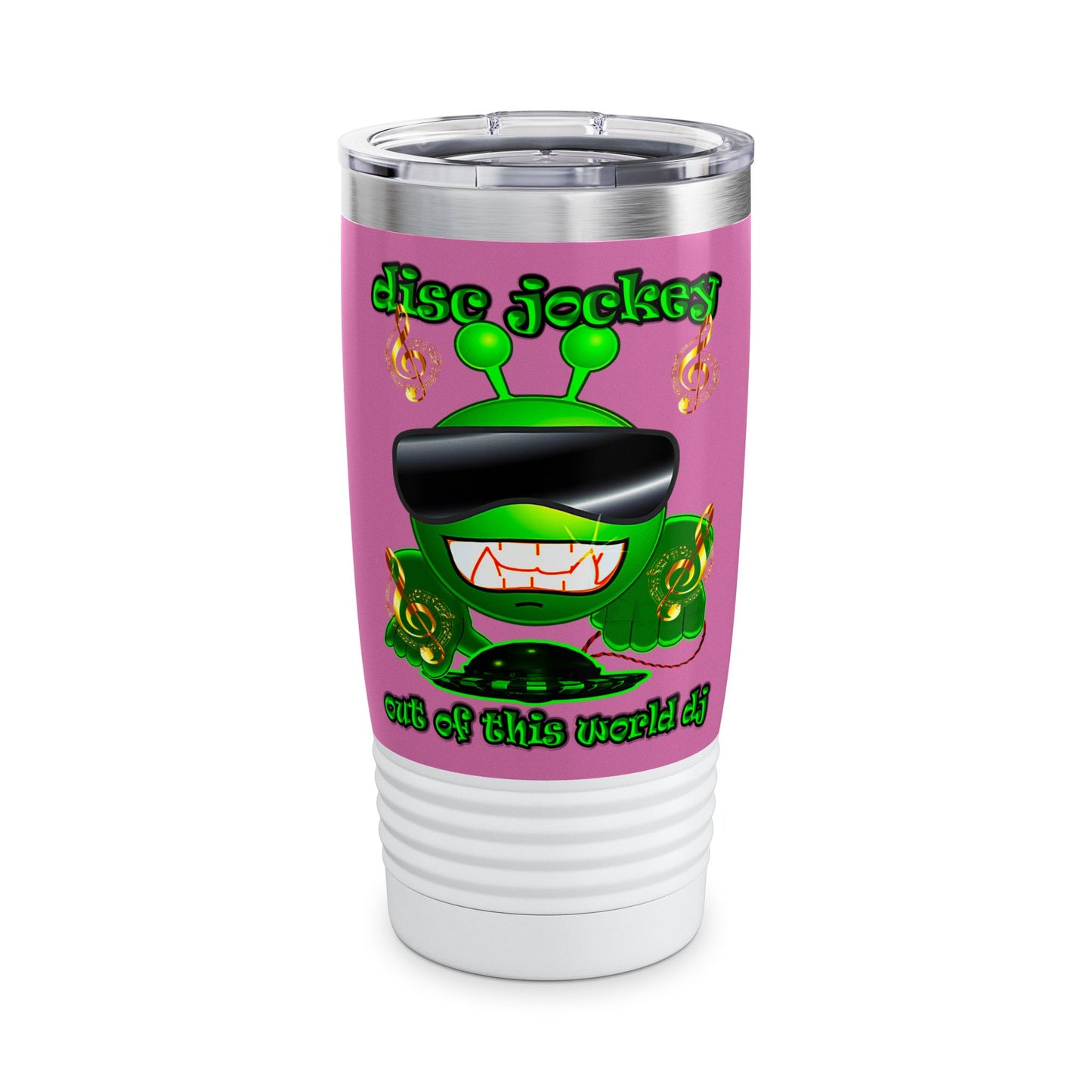 disc jockey - Ringneck Tumbler, 20oz (light pink)