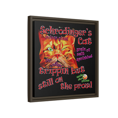 schrodinger's cat - framed canvas art (black)