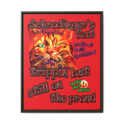 schrodinger's cat - framed canvas art (red)