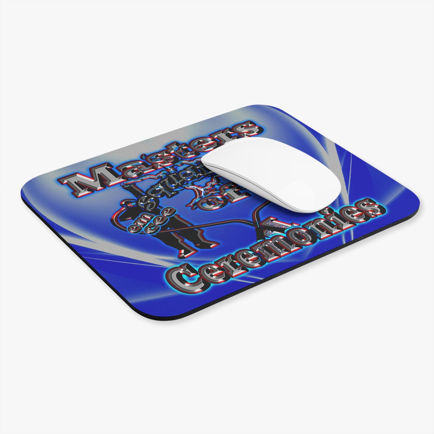 em cee squared - Mouse Pad (Rectangle) (blue-white wave)