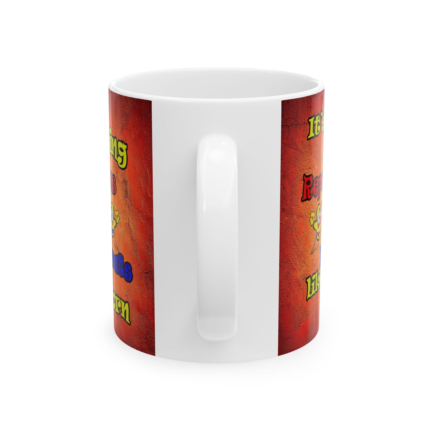 popping like popcorn - White Mug (burnt orange)