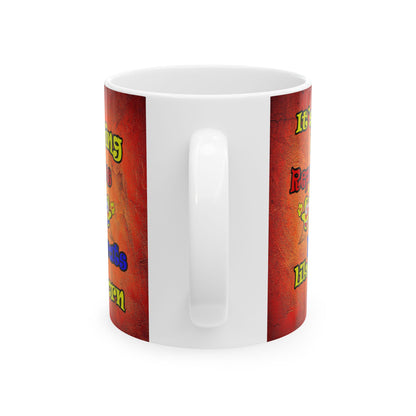 popping like popcorn - White Mug (burnt orange)