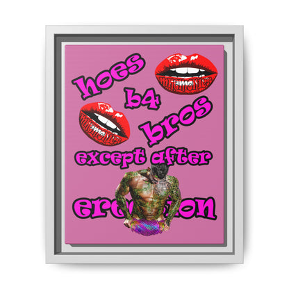 hoes b4 bros - framed canvas art (light pink)