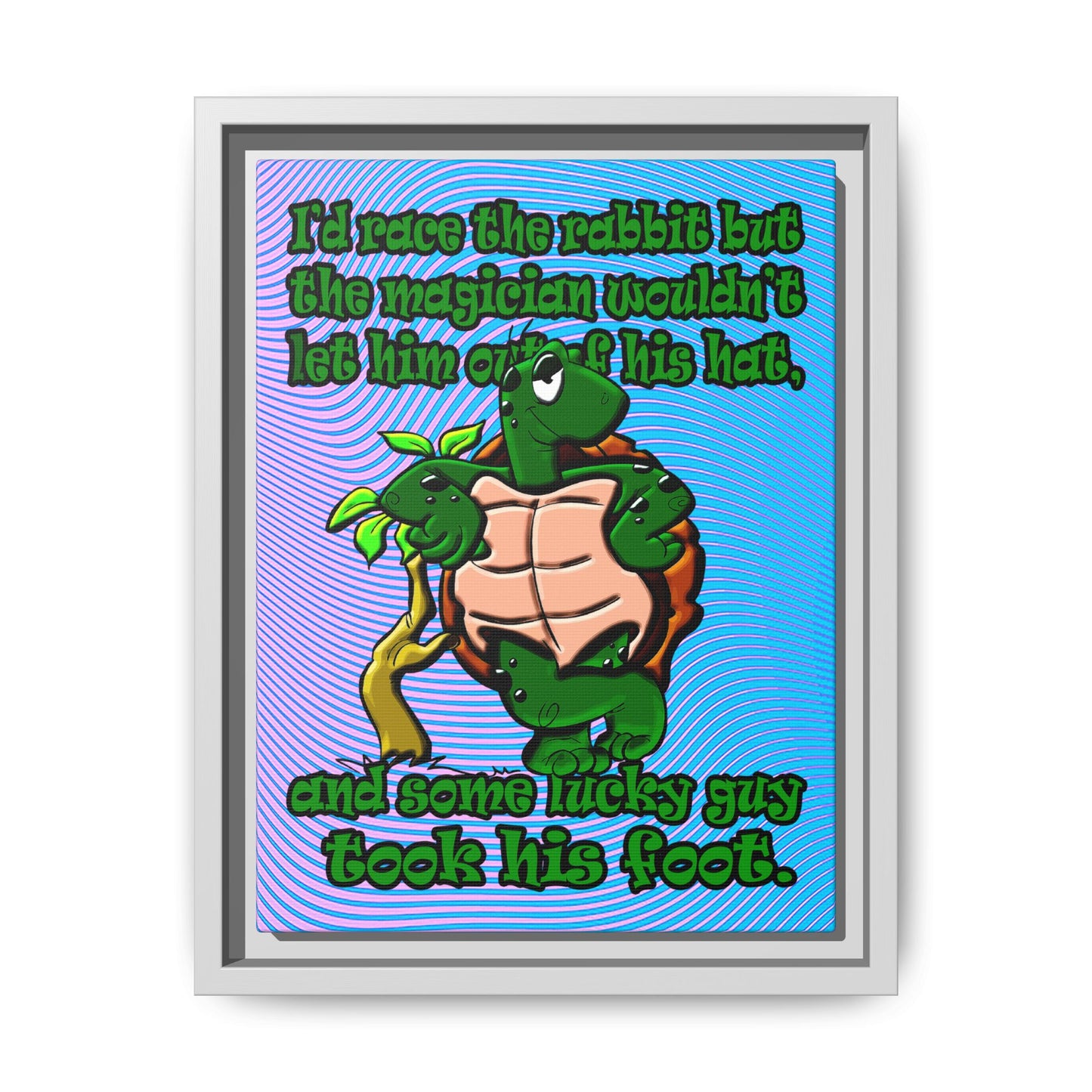 turtle race - framed canvas art (light blue-purple wave)