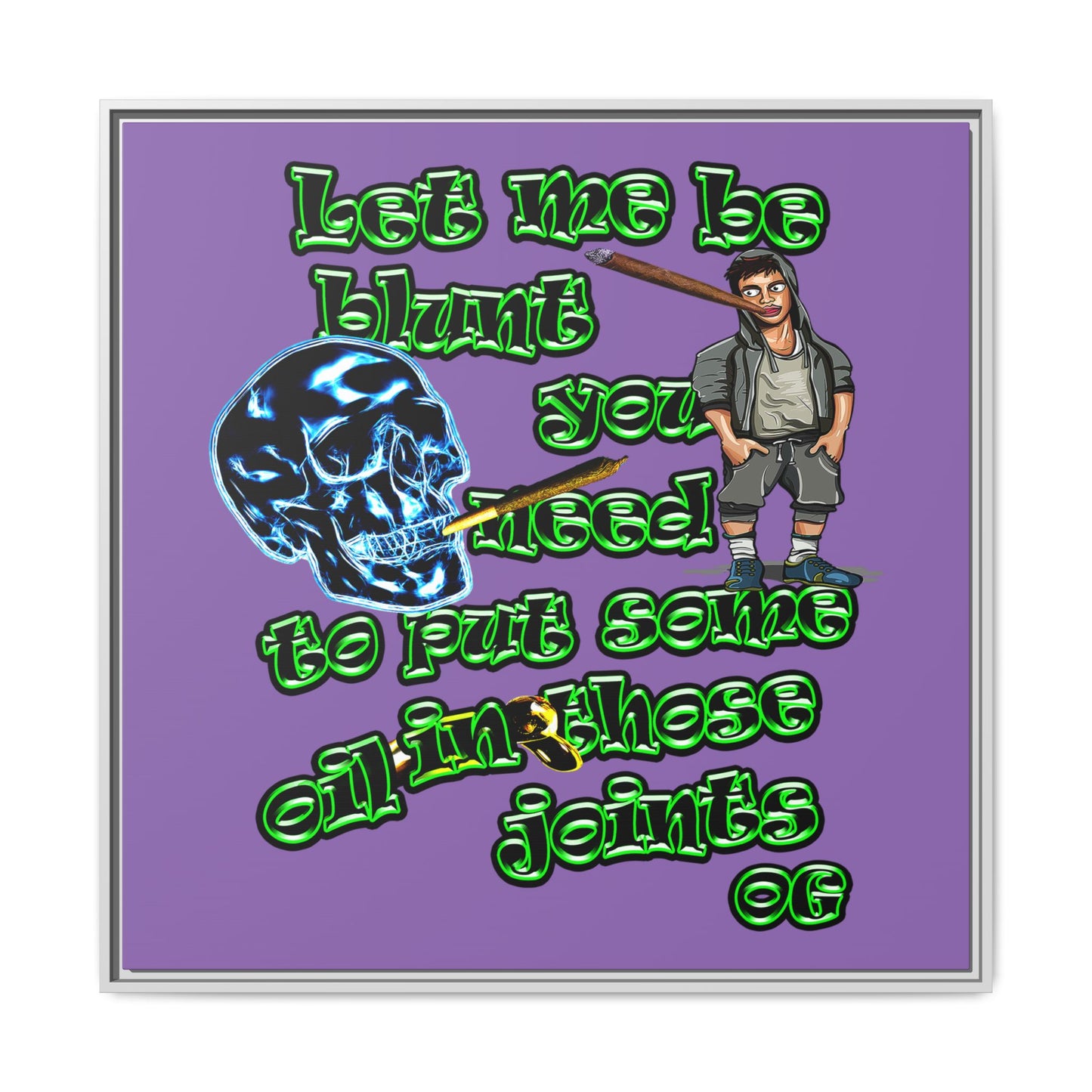 og - framed canvas art (light purple)